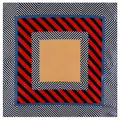 Foulard en soie de 60cm avec rayures géométriques rouges, bleu marine et beiges - 60x60 / Rouge