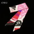 Foulard stretto in seta twilly con motivi geometrici e stampa numerica del numero 24 - C150-2 / 85cm
