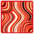 60 cm Seidenschal für Damen mit modernem, leuchtend rotem und orangefarbenem Wellenmuster - 60CM / Rot