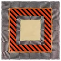 Carré de soie de 60cm avec rayures géométriques orange et noires et motifs chevrons - 60x60 / Orange