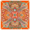 Foulard quadrato in seta 60cm da donna con motivi paisley e cuori colorati in arancione - Arancione
