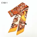Floral paisley pattern twilly silk scarf for women bag handle ribbon in orange and yellow - Orange Yellow Abstract Floral (C168-1)