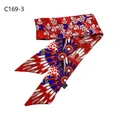 Pañuelo twilly de seda rojo y azul con motivos florales para bolso y accesorio de pelo - Geométrico Rojo Blanco Azul (C169-3)