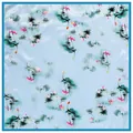 Elegante pañuelo de seda de 60 cm con pintura de loto en azul claro y rosa para mujer - 60cmx60cm / Verde