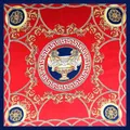90cm zijden sjaal in koninklijke barokstijl met gouden leeuwenprint en rode details - 90cmx90cm / Rood