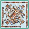 Baroque style silk scarf with gemstone and floral patterns on a light blue background - 60CM / Light Blue