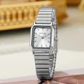 Orologio al quarzo rettangolare da donna argento con cinturino metallico elastico - Argento