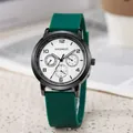 KAQINUO minimalist quartz watch with white dial and dark green silicone strap for youth - Green