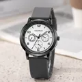 KAQINUO minimalist watch with grey silicone strap and white dial variant for youth - Gray