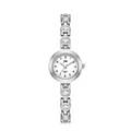 Vue détaillée du cadran argenté à chiffres arabes et du bracelet serti de cristaux - Boîtier Argent Cadran Blanc