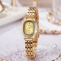 Elegante orologio da donna con quadrante ovale dorato e cinturino lucido a cinque maglie - Cinturino in Acciaio Oro Quadrante Oro