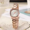 Orologio al quarzo da donna quadrato in oro rosa con cinturino in metallo classico - Quadrante Bianco Oro Rosa