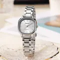 Orologio al quarzo da donna argento con quadrante quadrato e cinturino in acciaio - Cinturino Argento Quadrante Bianco