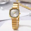 Orologio al quarzo quadrato dorato da donna con quadrante argento e cinturino a catena - Oro Quadrante Bianco