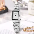 Orologio al quarzo rettangolare da donna in argento con cinturino in acciaio chic - Cinturino Argento Quadrante Bianco