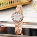 Elegante orologio da donna oro rosa con castone di strass e cinturino a più file di perle - Cinturino Oro Rosa Quadrante Bianco