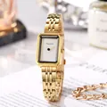 Orologio da donna di lusso in oro con quadrante rettangolare e cinturino in metallo - Cinturino Dorato Quadrante Bianco