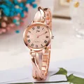 Orologio al quarzo da donna oro rosa con cinturino in metallo intrecciato e numeri romani - Oro Rosa Quadrante Rosa