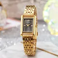 Elegante goldene Quarzuhr für Damen mit quadratischem Gehäuse und schwarzem Zifferblatt - Goldarmband Schwarzes Zifferblatt
