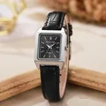 Elegante Vintage-Quarzuhr für Damen in Silber mit schwarzem Krokodil-Lederarmband - Schwarzes Armband Schwarzes Zifferblatt