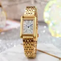 Elegant gouden vierkant quartzhorloge voor dames met Romeinse cijfers en metalen band - Stalen Band Stijl / Goud
