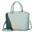 Driekleurige handtas van kunstleer met lychee-textuur en goudkleurige hardware afwerking - Groen