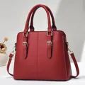Red pebbled leather tote bag with gold hardware and adjustable shoulder strap - 29cmx11cmx25cm / Wine Red