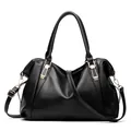Large black pebbled leather tote bag with gold hardware and detachable crossbody strap - Black (No Oil Edge)