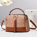 Borsa a bauletto stampata vintage con grande capacità per il pendolarismo quotidiano - Rosa E Giallo Terra