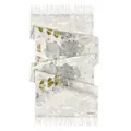 Elegant ivory cashmere scarf with green botanical floral print and fringe details - Secret Garden Architecture Floral Pattern (25)