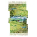 Sciarpa Van Gogh in pashmina con motivo paesaggistico a olio e frange eleganti - Sciarpa lunga con nappe / Paesaggio Auvers di Van Gogh