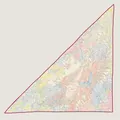 French style triangle scarf with colorful floral jungle patterns and red borders - 190cm / Beige Yellow Bird Floral (3)