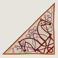 French retro warm triangle silk scarf featuring an artistic horse pattern with orange borders - 190cm / Beige with Orange Edge (2)