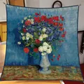 Pañuelo artístico de seda con pintura de Van Gogh y ramo de flores para moda femenina - 90*90cm / Serie Pintura al Óleo #03