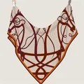 Silk-textured equestrian beige square scarf with vibrant orange trim and horse pattern - 180cmx130cm / Orange Beige