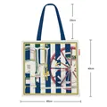 Canvas tote bag size guide showing 40cm width and height with 23cm handle drop - 40x40cm / Beige Blue