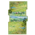 Van Gogh oil painting silk scarf 180cm long decorative stole with vibrant green field pattern - 180cm / Landscape at Auvers Style