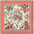 Elegant 90cm square scarf featuring floral and butterfly prints with a layered border - Orange
