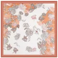 Pañuelo cuadrado de seda de 90 cm con estampado de margaritas y borde terracota - Estilo Cuadrado 3 / Caqui