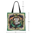 Canvas-Einkaufstasche mit Elefant und Giraffe Muster, 40x40cm große Schultertasche - Schwarz / 40CM