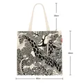 Canvas giraffe tote bag with dimensions 40x40cm and 23cm handles for daily shoulder carry - Off-White Black & White (3)