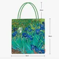Dimensions détaillées du sac cabas en toile Van Gogh Iris mesurant 34x38cm environ - Style Fleur de Lys