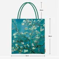Tableau détaillé des tailles pour le sac en toile Van Gogh avec dimensions spécifiques - Style Amandier en Fleurs