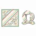 Dettaglio del foulard 53cm in twill con stampe equestri e strisce rosse decorative - Verde Menta (A233-2)