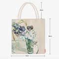 Détail du sac cabas en toile peinture Van Gogh Iris avec dimensions 34x38cm - Style Iris (Jaune)