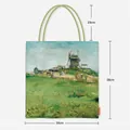Détails des dimensions du sac fourre-tout en toile avec motif de Van Gogh - Style Moulin à vent