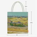 Dimensions du sac Van Gogh montrant une taille de 38x34 cm et une anse de 23 cm - Style La Moisson
