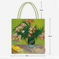 Sac en toile imprimé Van Gogh affichant les dimensions 38x34cm et la poignée de 23cm - Style Lauriers-roses