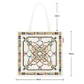 Canvas tote bag with equestrian horse carriage print and large capacity dimensions - Off White