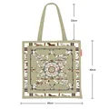 Canvas tote bag with equestrian pattern and green trim, large capacity 40x40cm size - Camel
